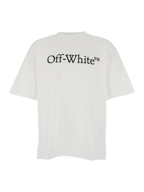 Off-White Off-White Men White Oversized T-Shirt With Contrasting Logo Lettering Print In Cotton Man