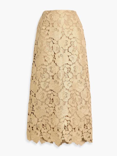 Oscar de la Renta Metallic guipure lace midi skirt