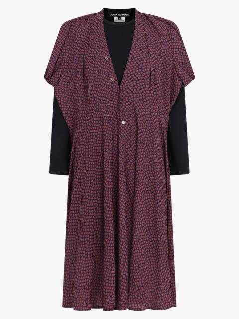 Junya Watanabe LAYER KNIT X L/S FLORAL PRINT MIDI DRESS | BLACK/MULTI