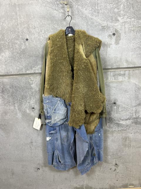 Greg Lauren GREG LAUREN OLIVE SHEARLING VINTAGE NOMAD LEATHER JACKET