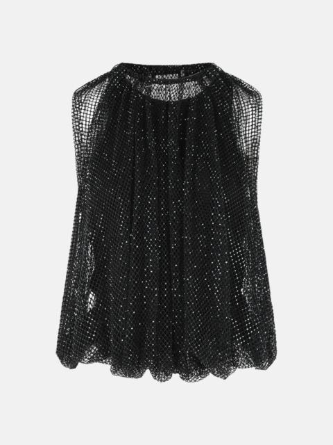 Sportmax 'NODO' MESH TOP WITH BLACK CRYSTALS