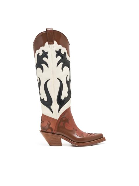 Capitana Cowboy Boot in Cognac Multi Leather