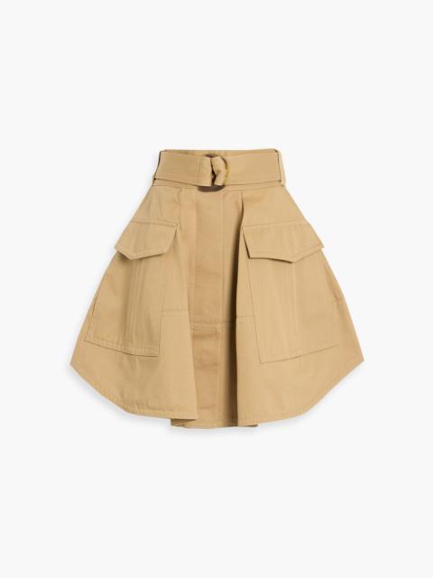 Zimmermann Belted pleated cotton-gabardine mini skirt