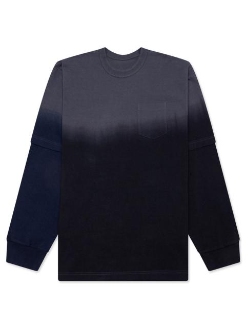 sacai GARMENT DYE COTTON JERSEY L/S T-SHIRT - BLACK