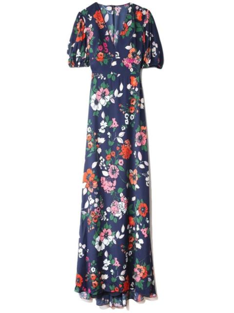 Other Designers Floral Printed Georgette V-Neck Gown