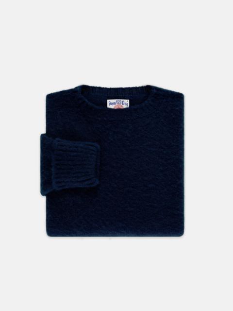 J. PRESS MADE-IN-SCOTLAND NAVY SHAGGY DOG SWEATER - CLASSIC FIT