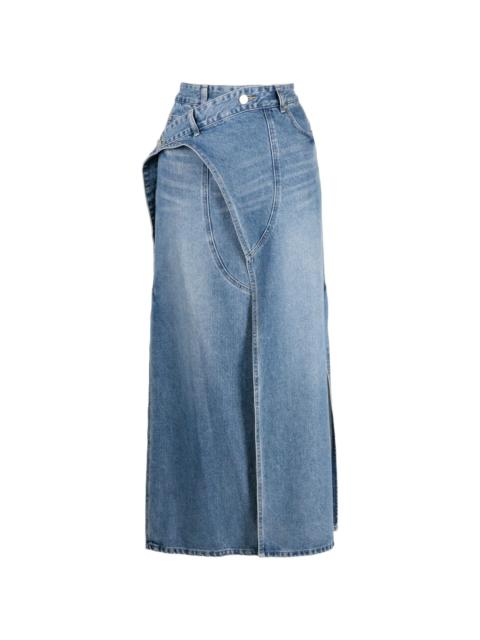 SYSTEM logo-patch cotton denim skirt