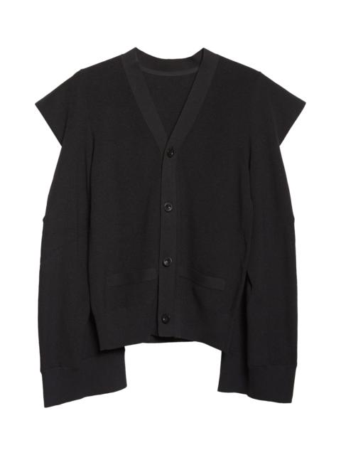 sacai Sacai Rib V-Neck Cardigan in Black at Nordstrom