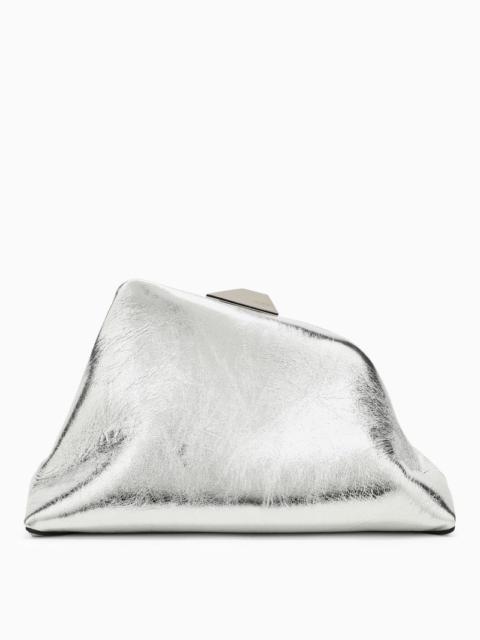 The Attico Day Off Silver Leather Clutch Bag Women