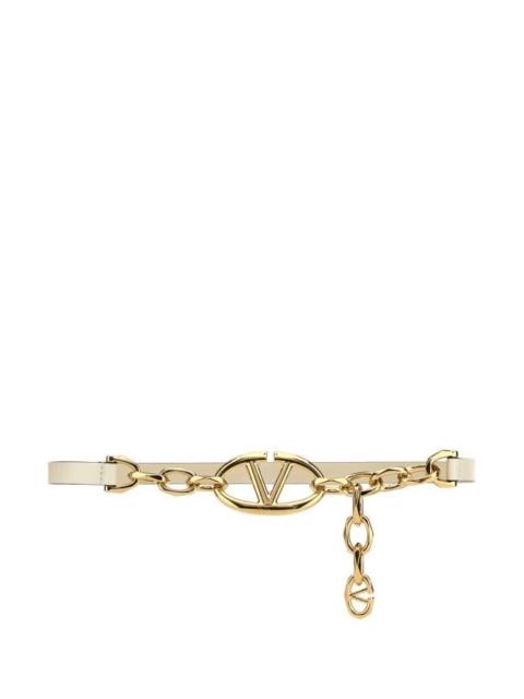Valentino Two-tone leather and metal chain VLogo belt