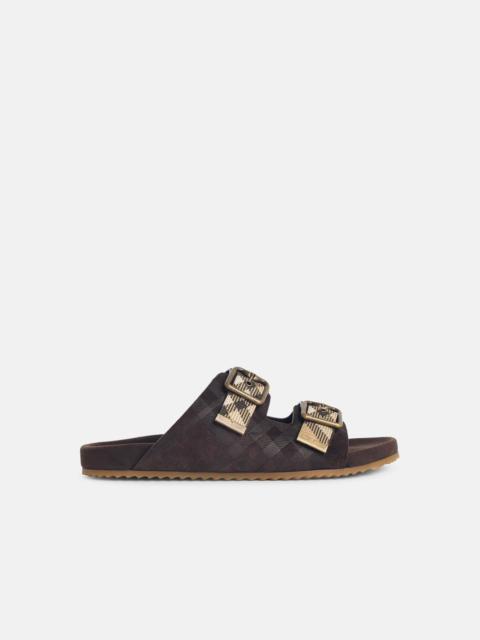 Burberry 'URCHIN' BROWN SUEDE SANDALS CHECK