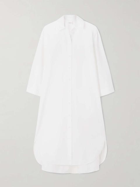 Sella cotton-blend poplin midi shirt dress White