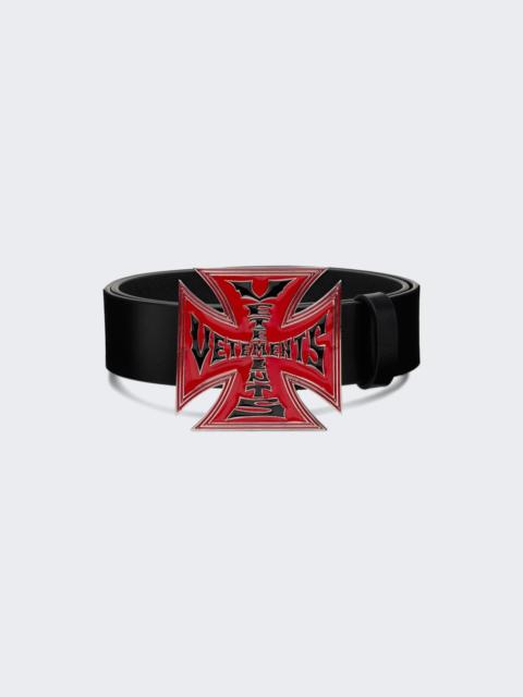 VETEMENTS Biker Cross Logo Jumbo Belt Black And Red