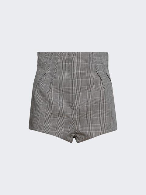 MUGLER Checked Pleated Tailored Shorts Beige And Blue