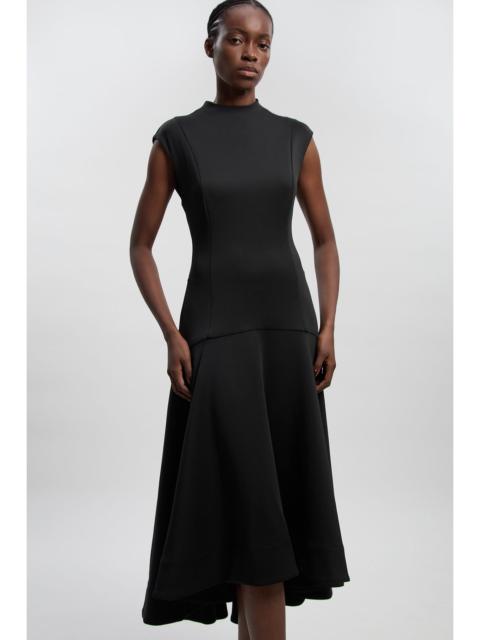 KAREN MILLEN Scuba Dipped Ruffle Hem Woven Maxi Dress