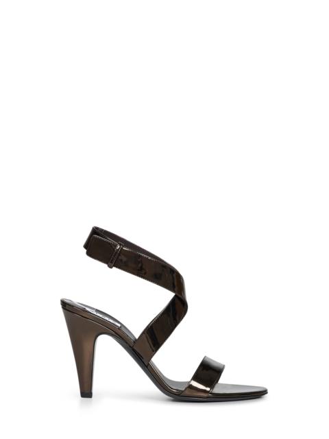 Alaïa Alaïa Women Brun Metal Mirror-Effect Leather Cone Sandals