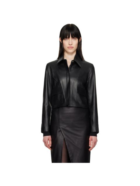 NOUR HAMMOUR Black Bleeker Cropped Leather Jacket