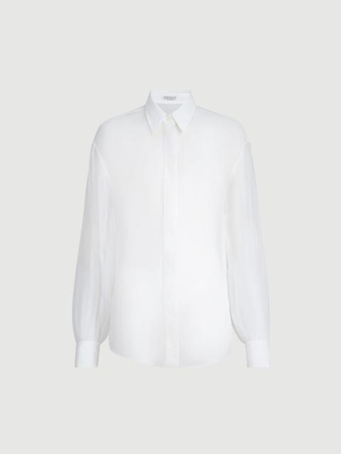Brunello Cucinelli Crispy silk shirt with monili