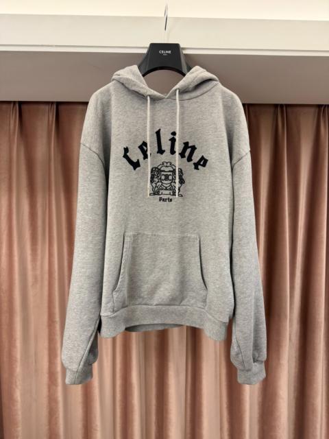 CELINE Celine Gray Gothic Logo Embroidered Hoodie 25SS by Hedi Slimane
