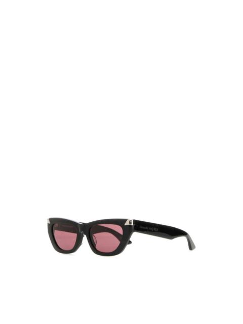 サングラス ALEXANDER MCQUEEN BLACK ACETATE PUNK RIVET SUNGLASSES Alexander Mcqueen Black Acetate Punk Rivet Sunglasses | ModeSens