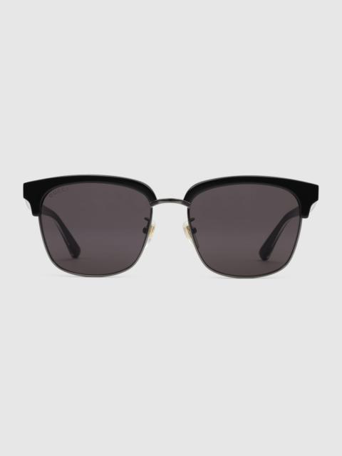 GUCCI Rectangular-frame metal sunglasses