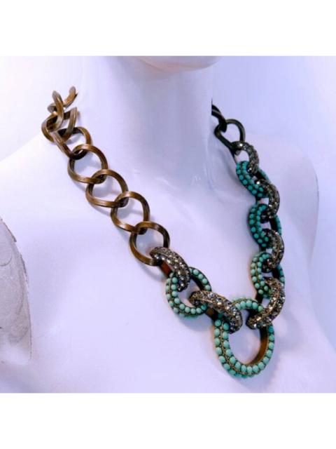 Lanvin Vintage LANVIN Turquoise Beaded & Crystal Embellished Jeweled Collar Necklace