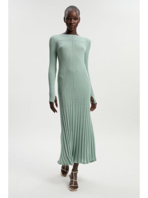 KAREN MILLEN Petite Drapey Sheer Rib Knitted Midi Dress