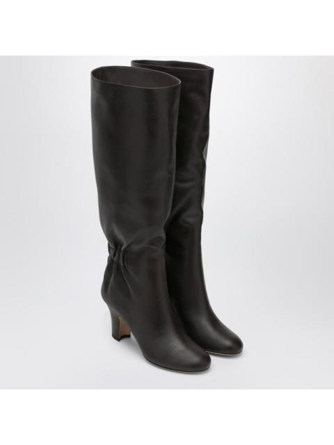 FERRAGAMO Ferragamo Ruched Boots In Dark Brown Leather Women