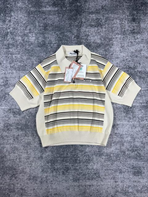 Miu Miu Miu Miu striped knitted short-sleeved polo shirt
