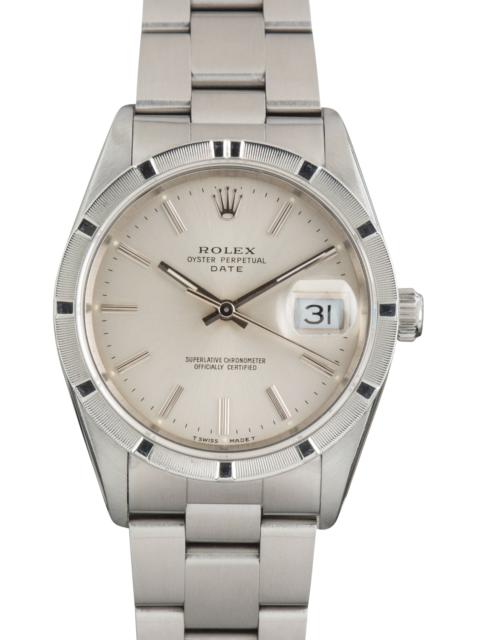 ROLEX Used Rolex Date Silver Dial Ref 15210 Engine Turned Bezel