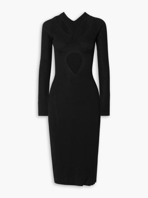 Other Designers Cutout layered ribbed stretch-knit midi dress