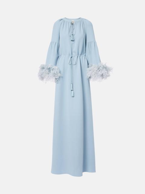 Valentino Feather-trimmed silk gown