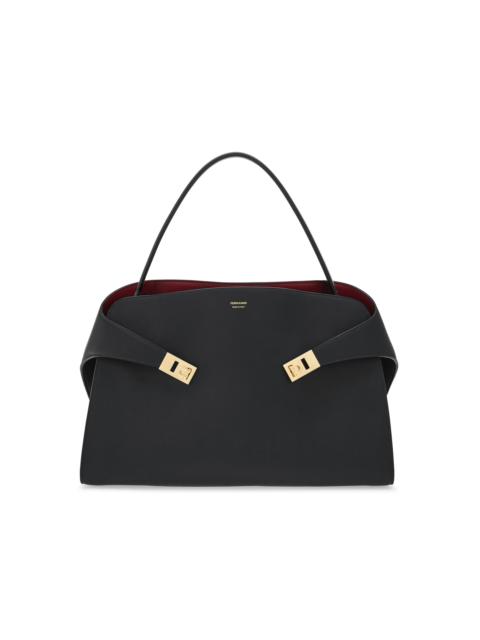 FERRAGAMO Large Hug Soft Bicolor Shoulder Bag black