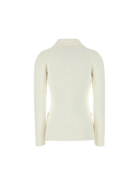 GUCCI GUCCI White Stretch Crochet Blazer Jacket New & Authentic (W