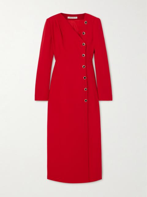 Alessandra Rich Asymmetric Wool-blend Crepe Midi Dress