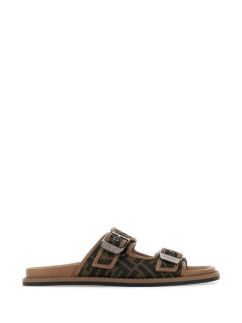 Fendi Man Embroidered Canvas Fendi Feel Slippers