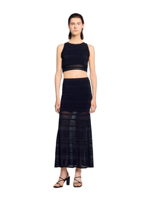 Sandro SANDRO Maxi decorative knit skirt in Black at Nordstrom
