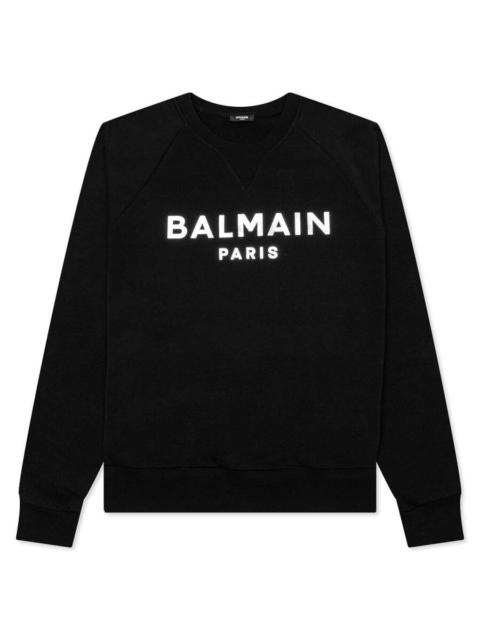 Balmain Balmain Foil Print Logo Cotton Sweatshirt, Size Large