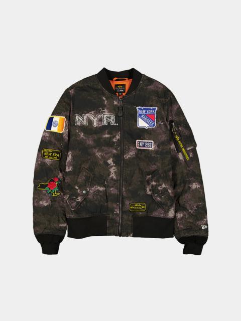 ALPHA INDUSTRIES NEW YORK RANGERS X ALPHA X NEW ERA MA-1 BOMBER JACKET (BLACK CAMO)