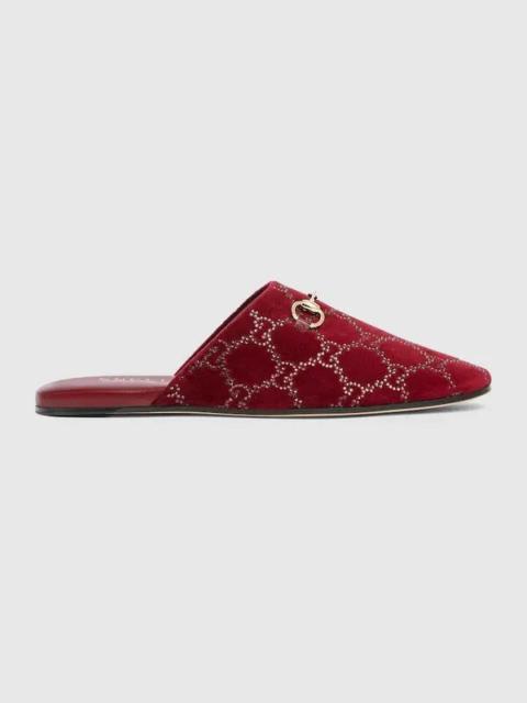 GUCCI Gucci Horsebit GG Crystal Mules