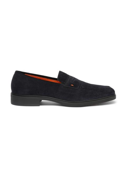Santoni Men's blue suede Easy loafer