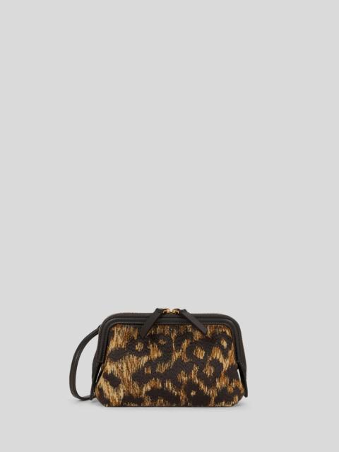 Etro RAFFIA DOC POUCH WITH ANIMAL EMBROIDERY