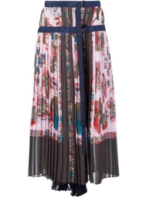 sacai Souvenir Scarf Print Pleated Skirt