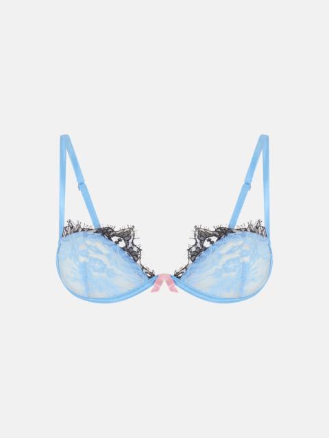THE ATTICO BLUE AND BLACK LACE BRA