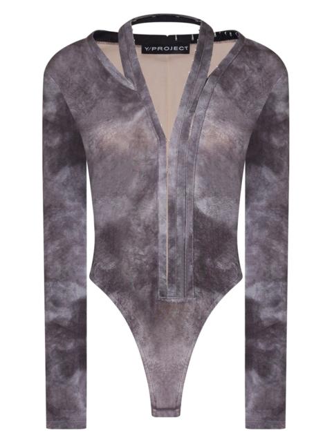 Y/Project HOOK & EYE V NECK BODYSUIT | CLOUDY GREY