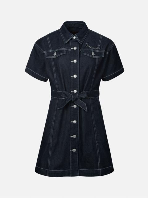 EVISU SEAGULL EMBROIDERY LOOSE FIT DENIM SHIRT DRESS