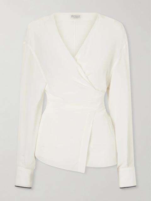 Brunello Cucinelli Wrap Silk Blouse