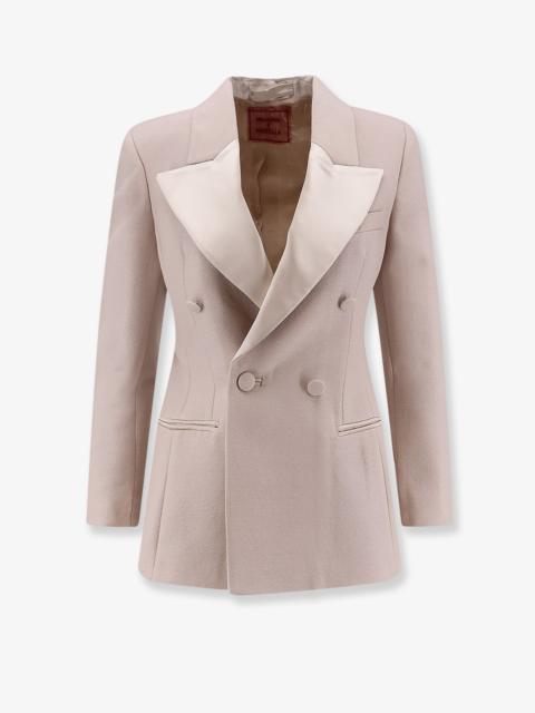 Other Designers Stella Maxwell X Marella Double-Breasted Wool Blend Blazer With Satin Profiles