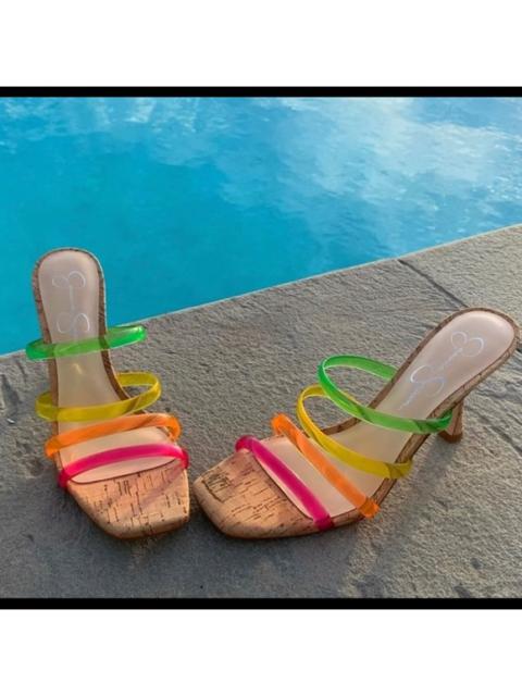JESSICA SIMPSON  Oniela Clear Strap Slide Sandal - Size 7 - Color - Multi