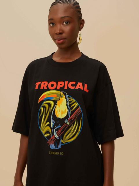 FARM RIO Black Tropical Organic Cotton T-Shirt
